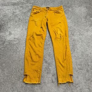 Dear John Joyrich Comfort Skinny Crop Jeans Womens 27 Golden Yellow Raw Hem